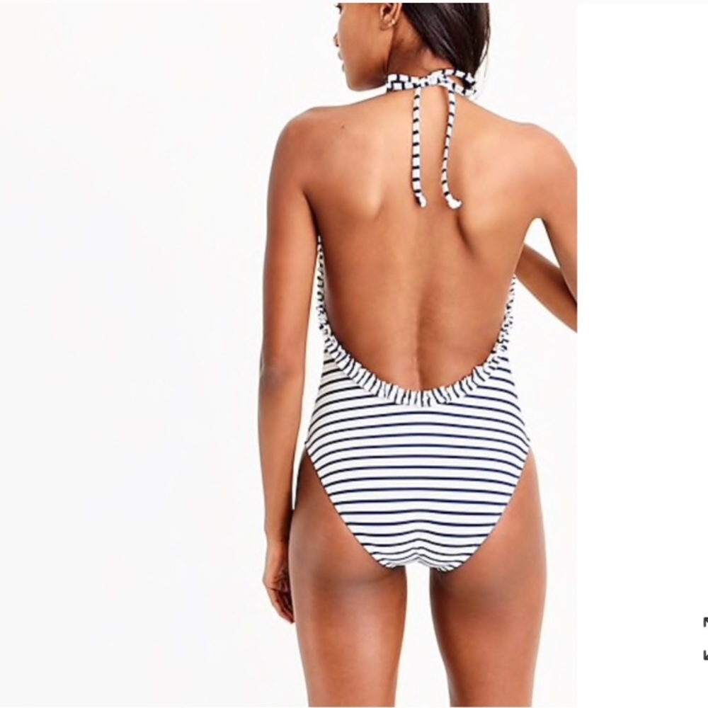 J Crew • Nautical Blue Striped One Piece Swimsuit - Picture 3 of 8